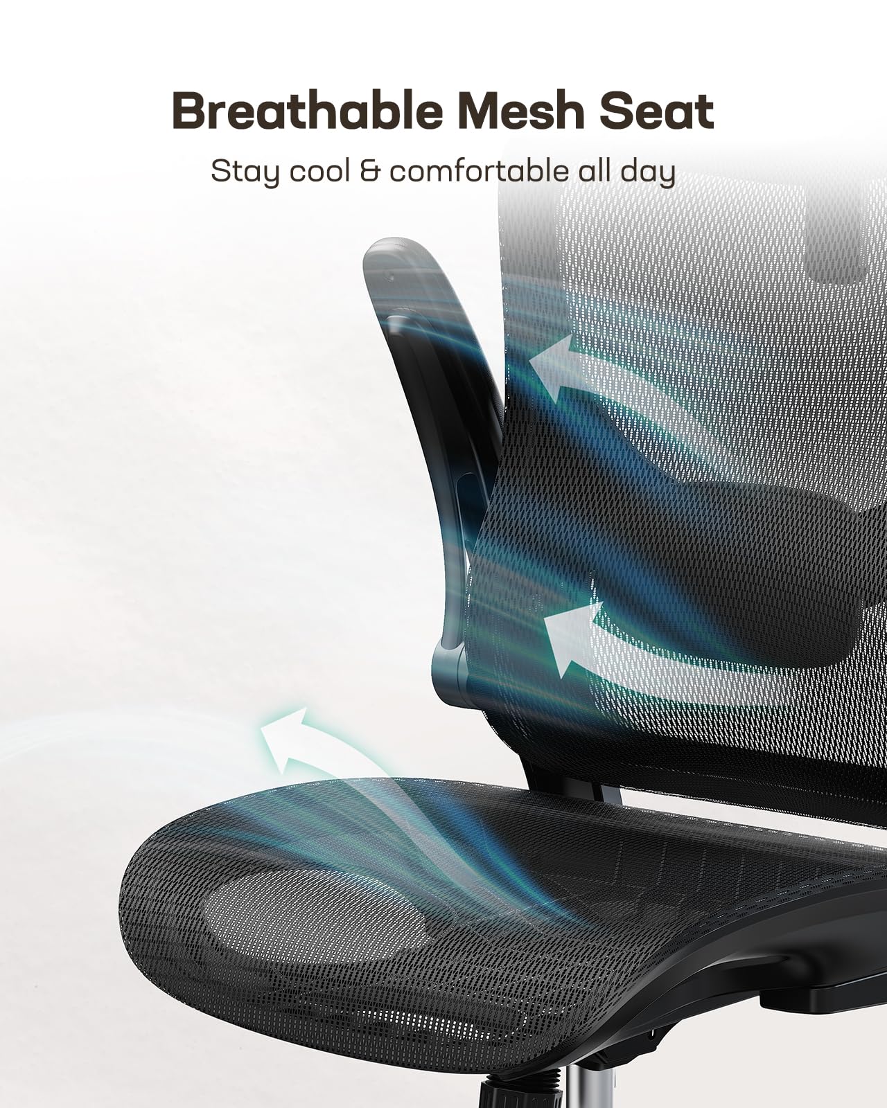 Marsail Ergonomic Mesh Office Chair High Back Home Office Desk Chair with Adaptive Lumbar Support, 2D Headrest, 3D Flip-Up Armrests, Height Adjustable and Rocking Tilt for Home Office and Gaming