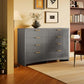 Marsail Fluted 8-Drawer Wide Wooden Dresser, Smooth Gliding Drawers & Large Capacity Storage Space, Modern Organizer Cabinet for Bedroom or Hallway, Light Grey