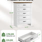 Marsail 5 Drawer Dresser for Bedroom, Modern Farmhouse Wood Wide Chest of Drawers, Storage Dressers Organizer with Anti-Slip Kit for Living Room, Bedroom & Hallway, Wood White