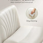 Marsail Armless-Office Desk Chair with Wheels: PU Leather Cross Legged Wide Chair,Comfortable Adjustable Swivel Computer Task Chairs for Home,Office,Make Up,Small Space,Bed Room(Light Beige)