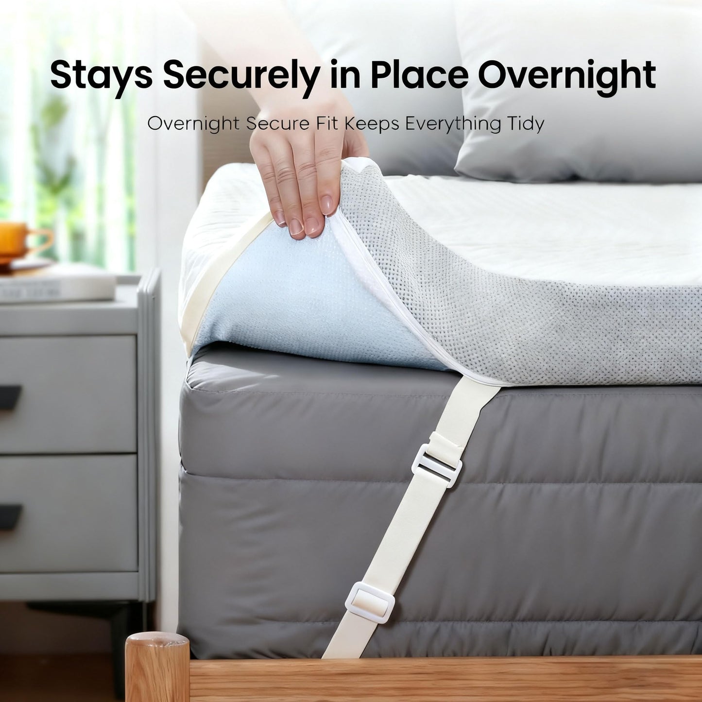 Marsail Queen Size Memory Foam Mattress Topper, 3 Inch Cooling Gel Infused with Soft Cover, CertiPUR-US and Oeko-TEX Certified, Sofa, RV, Camping