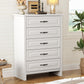 Marsail 5-Drawer Farmhouse Dresser, Solid Wood Storage Space, Sturdy Tall Chest with Smooth Glide Drawers & Anti-Slip Kit, for Bedroom or Hallway, White