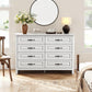 Marsail 8-Drawer Farmhouse Dresser, Solid Wood Storage Space, Sturdy Wide Chest with Smooth Glide Drawers & Anti-Slip Kit, for Bedroom or Hallway, White