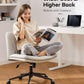 Marsail Armless-Office Desk Chair with Wheels: PU Leather Cross Legged Wide Chair,Comfortable Adjustable Swivel Computer Task Chairs for Home,Office,Make Up,Small Space,Bed Room(Light Beige)