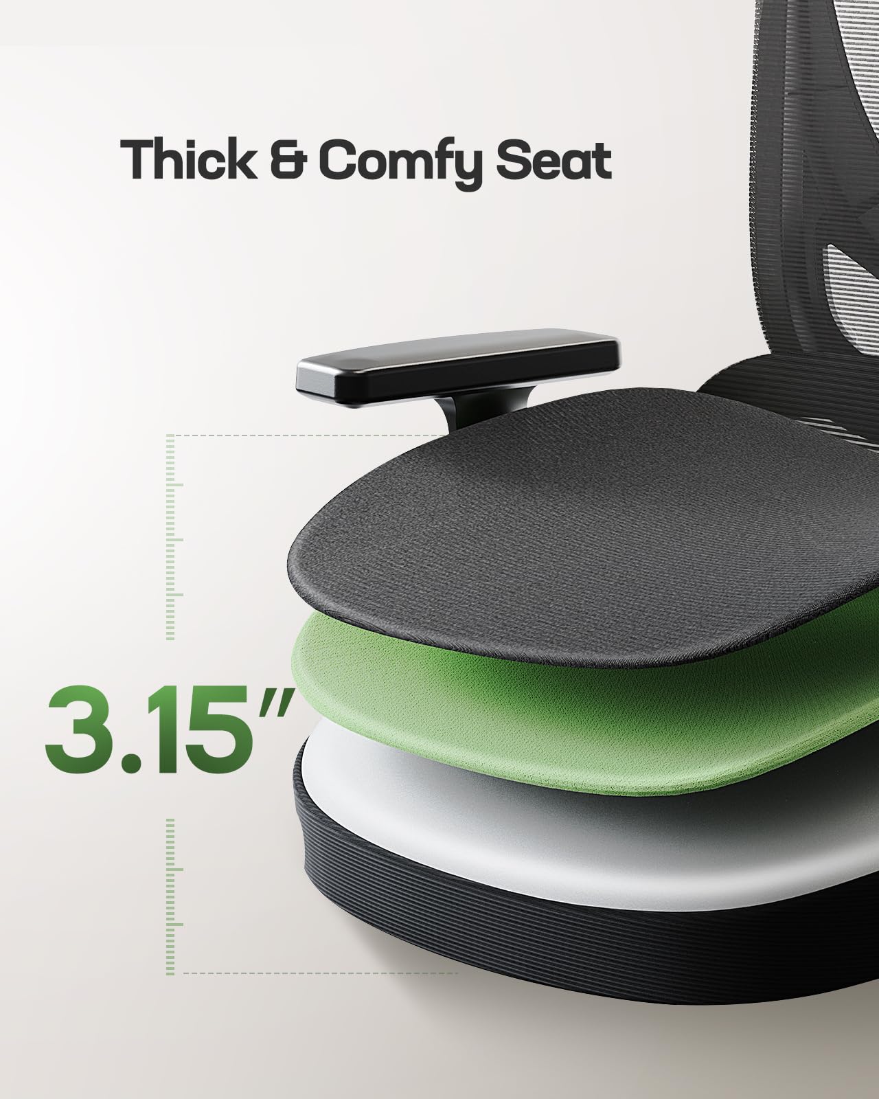 Marsail Ergonomic Office Chair Desk Chair,Gaming Chair with Height Adjustable Lumbar Support,Breathable Mesh Seat Adjustable Swivel Rolling Home Executive, Adjustable Armrest& 90-135°Rocking,Black