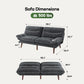Marsail Futon Sofa Bed, Futon Couch with Adjustable Backrest & Armrests, Convertible Small Sleeper Sofa Bed for Small Apartments, Study Room, Office, Corduroy Loveseat, Grey
