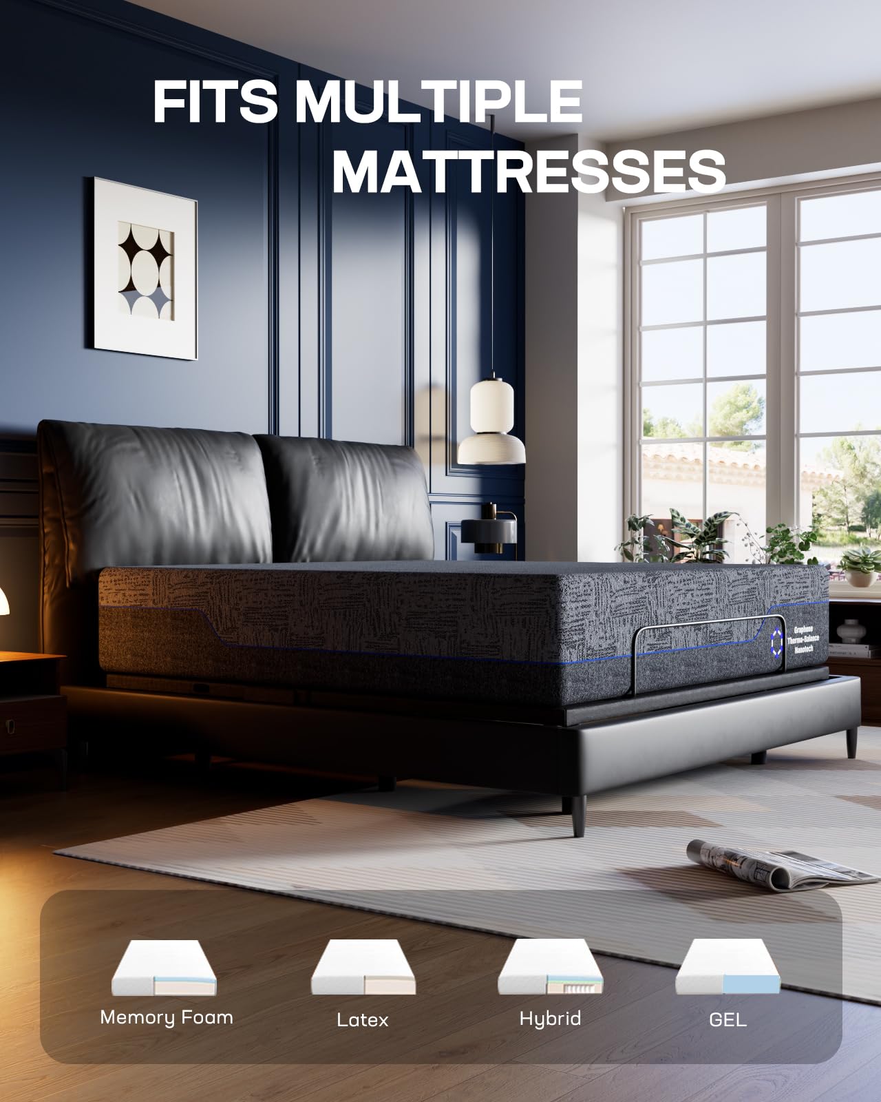 Marsail NS2 Pro Twin XL Adjustable Bed Base with Massage - Smart Dual Motor Bed Frame with Wireless Remote or App Control, 3-Min Assembly, Zero Gravity & Anti-Snore Modes, Under Bed Lighting