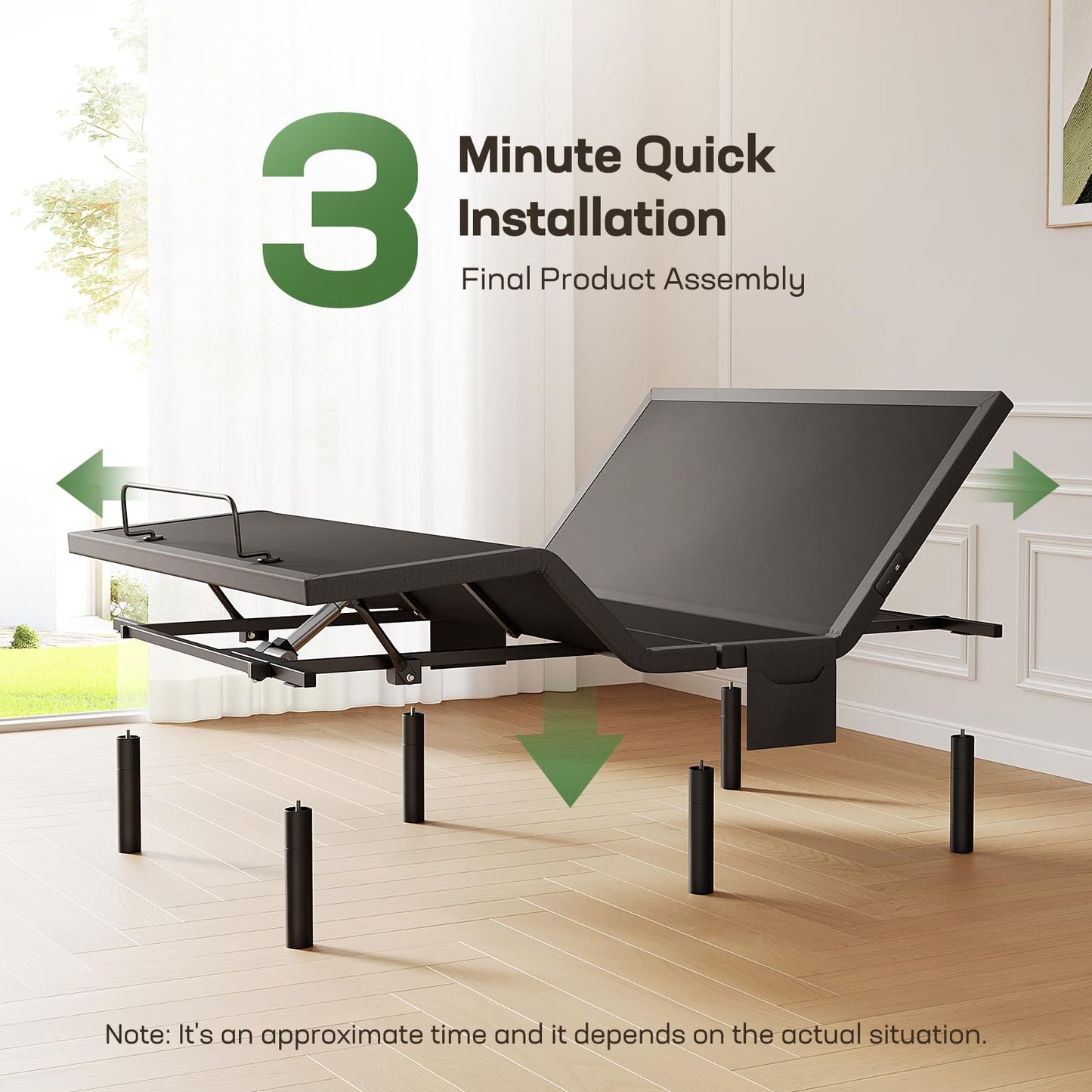Marsail Adjustable Bed Base Frame, 4 Ports USB A&C Adjustable Bed Base with Under-Bed Nightlight, 3 Minutes Fast Assembly