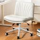 Marsail Armless-Office Desk Chair with Wheels: PU Leather Cross Legged Wide Chair,Comfortable Adjustable Swivel Computer Task Chairs for Home,Office,Make Up,Small Space,Bed Room(Light Beige)