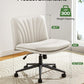 Marsail Armless-Office Desk Chair with Wheels: PU Leather Cross Legged Wide Chair,Comfortable Adjustable Swivel Computer Task Chairs for Home,Office,Make Up,Small Space,Bed Room(Light Beige)