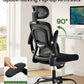 Marsail Ergonomic Office Chair with Adjustable Lumbar Support, High Back Desk Chair with 2D Headrest & Flip-Up Armrests Gaming Computer Task Chair Tilt Function Black