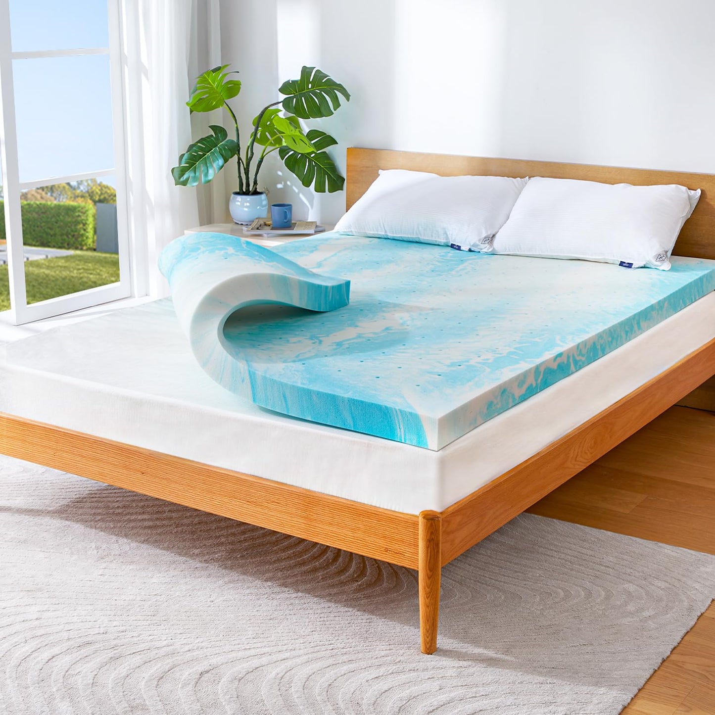 Marsail Mattress Topper Queen, 3-inch Gel Memory Foam, Bed Topper for Queen Size Bed, Soft for Sleeper Sofa, RV, Camper, CertiPUR-US Certified