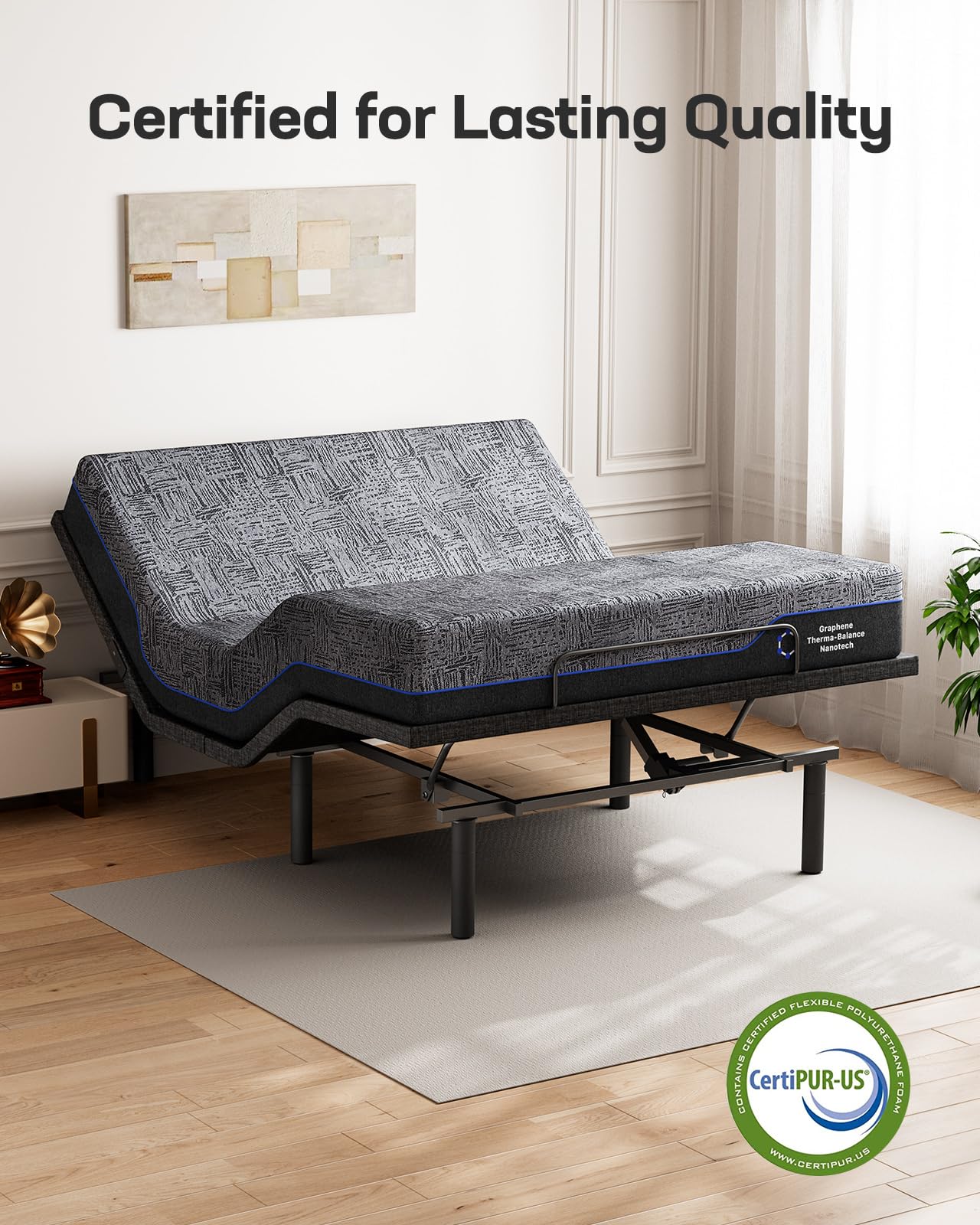 Marsail NS0 Queen Adjustable Bed Base - Smart Dual Motor Bed Frame with Wireless Remote, 3-Min Assembly, Zero Gravity & Anti-Snore Modes, Under Bed Lighting, 4 USB Ports