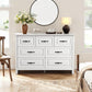 Marsail 7-Drawer Farmhouse Dresser, Solid Wood Storage Space, Sturdy Wide Chest with Smooth Glide Drawers & Anti-Slip Kit, for Bedroom or Hallway, White