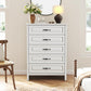 Marsail 5-Drawer Farmhouse Dresser, Solid Wood Storage Space, Sturdy Tall Chest with Smooth Glide Drawers & Anti-Slip Kit, for Bedroom or Hallway, White