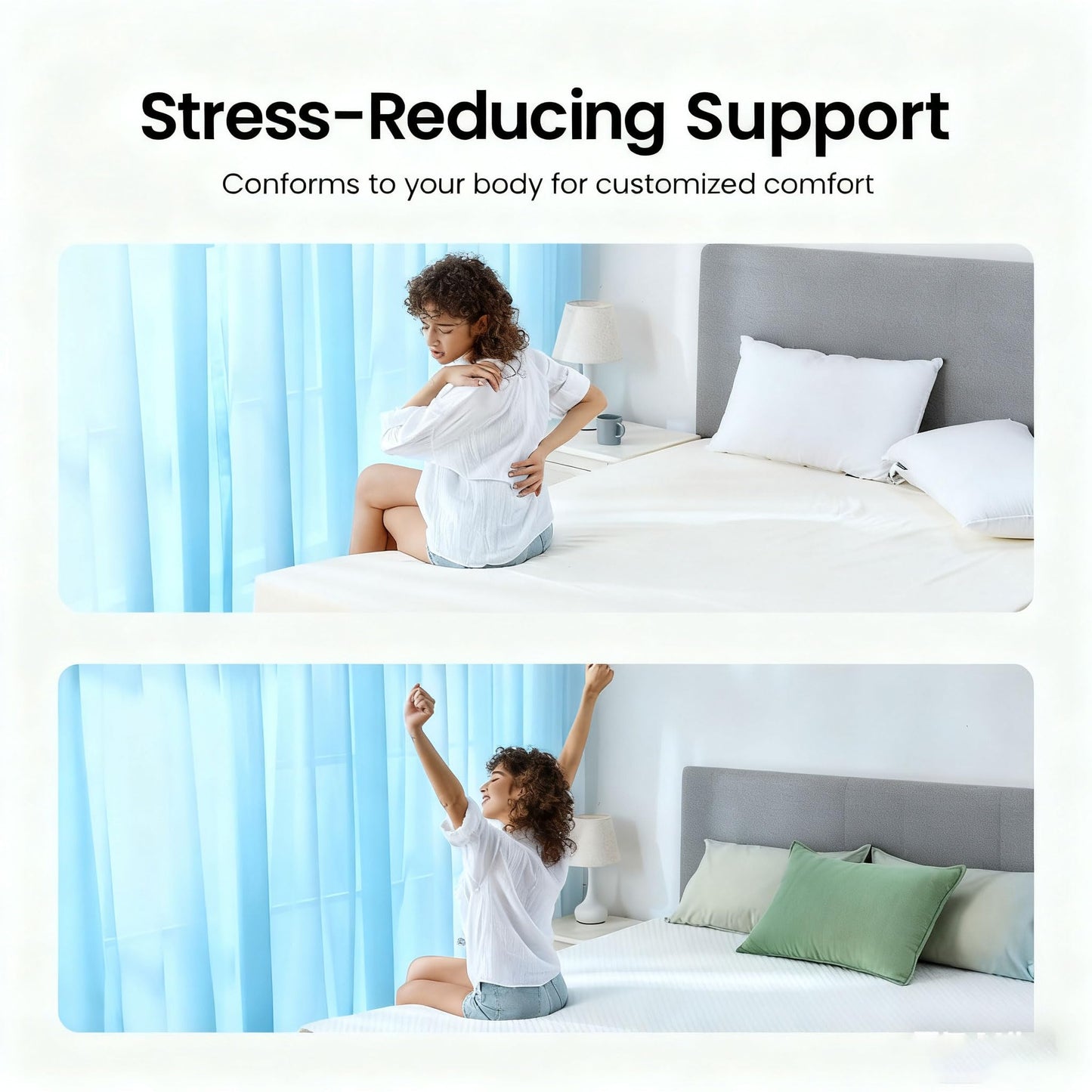 Marsail Queen Size Memory Foam Mattress Topper, 3 Inch Cooling Gel Infused with Soft Cover, CertiPUR-US and Oeko-TEX Certified, Sofa, RV, Camping