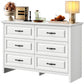 Marsail 6-Drawer Farmhouse Dresser, Solid Wood Storage Space, Sturdy Wide Chest with Smooth Glide Drawers & Anti-Slip Kit, for Bedroom or Hallway, White
