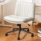 Marsail Armless-Office Desk Chair with Wheels: PU Leather Cross Legged Wide Chair,Comfortable Adjustable Swivel Computer Task Chairs for Home,Office,Make Up,Small Space,Bed Room(Light Beige)