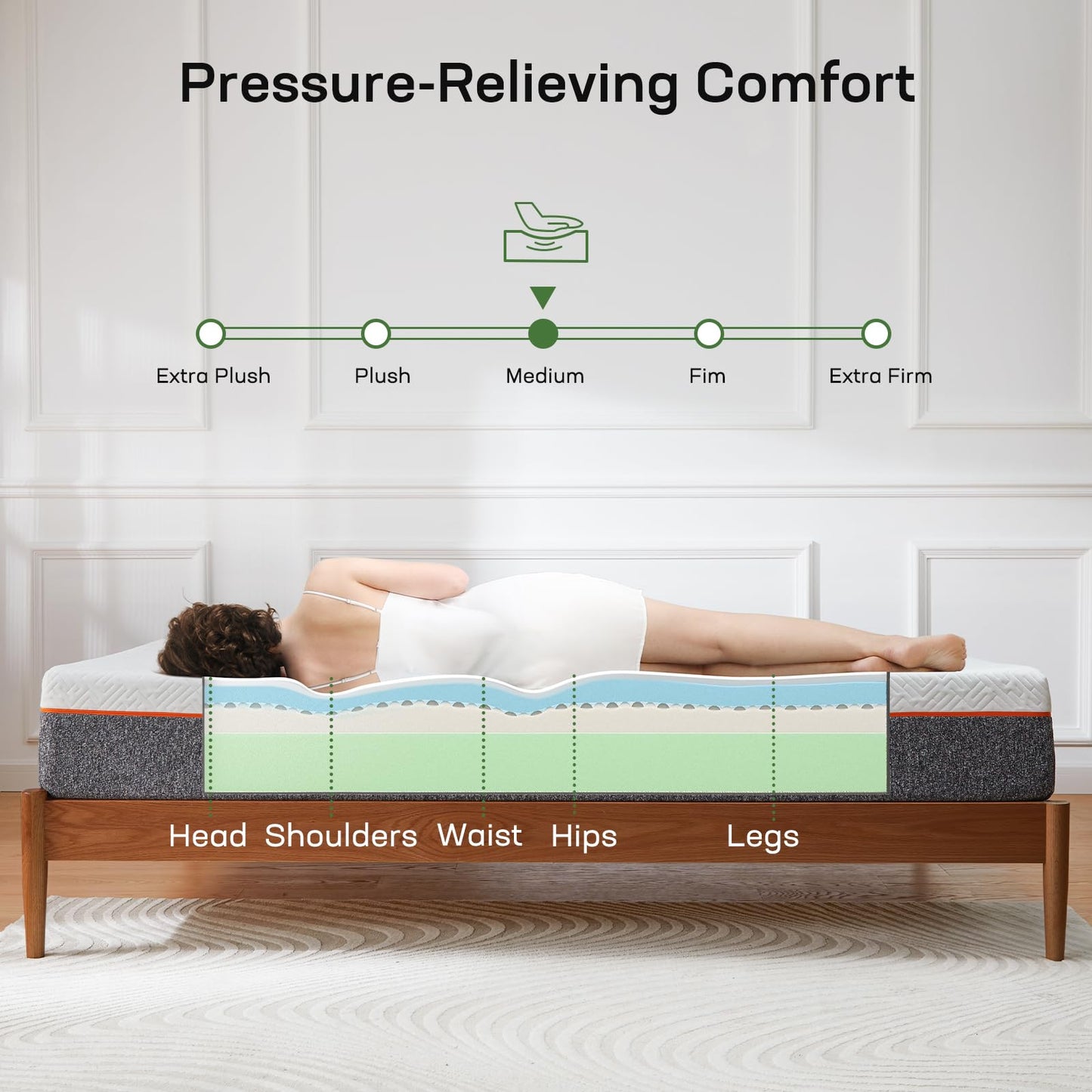 Marsail 8 Inch Twin Size Mattress, Cooling Gel Memory Foam, Fiberglass Free Breathable Cooling Bed Twin Mattress, Medium-Firm in A Box