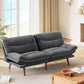 Marsail Futon Sofa Bed, Futon Couch with Adjustable Backrest & Armrests, Convertible Small Sleeper Sofa Bed for Small Apartments, Study Room, Office, Corduroy Loveseat, Grey