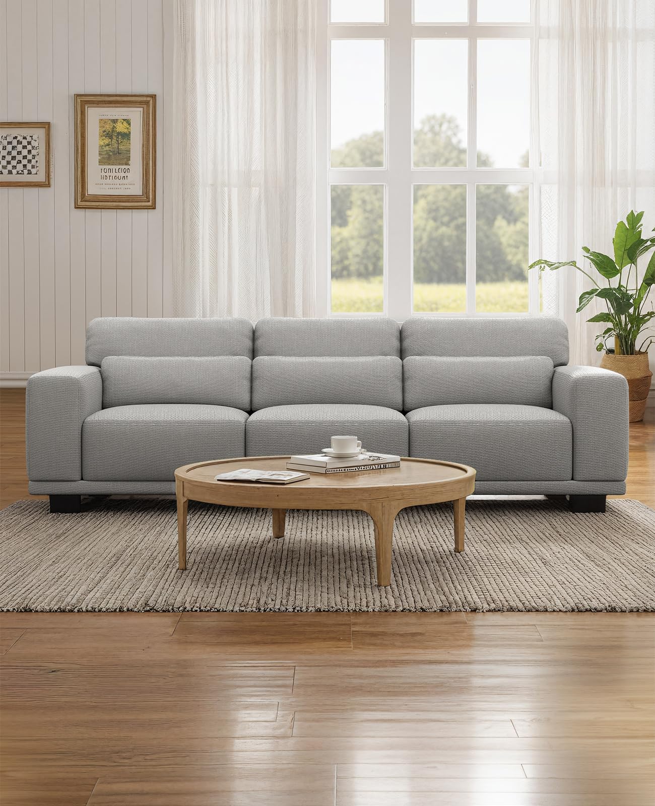 Marsail 89" Sofa, 3 Seater Couch for Living Room, Comfy Sofa with Supportive Cushion and Sturdy Frame, Easy to Clean with Removable Covers, Grey