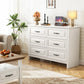 Marsail 6-Drawer Farmhouse Dresser, Solid Wood Storage Space, Sturdy Wide Chest with Smooth Glide Drawers & Anti-Slip Kit, for Bedroom or Hallway, White