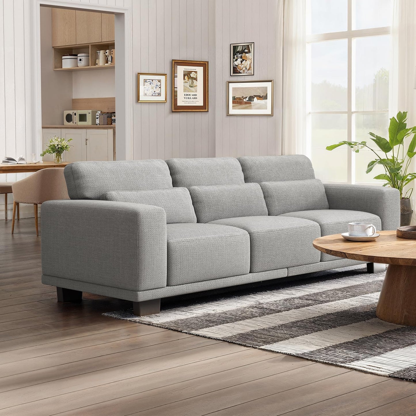 Marsail 89" Sofa, 3 Seater Couch for Living Room, Comfy Sofa with Supportive Cushion and Sturdy Frame, Easy to Clean with Removable Covers, Grey