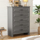 Marsail 5-Drawer Farmhouse Dresser, Solid Wood Storage Space, Sturdy Tall Chest with Smooth Glide Drawers & Anti-Slip Kit, for Bedroom or Hallway, Dark Grey