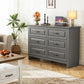 Marsail 6-Drawer Farmhouse Dresser, Solid Wood Storage Space, Sturdy Wide Chest with Smooth Glide Drawers & Anti-Slip Kit, for Bedroom or Hallway, Dark Grey