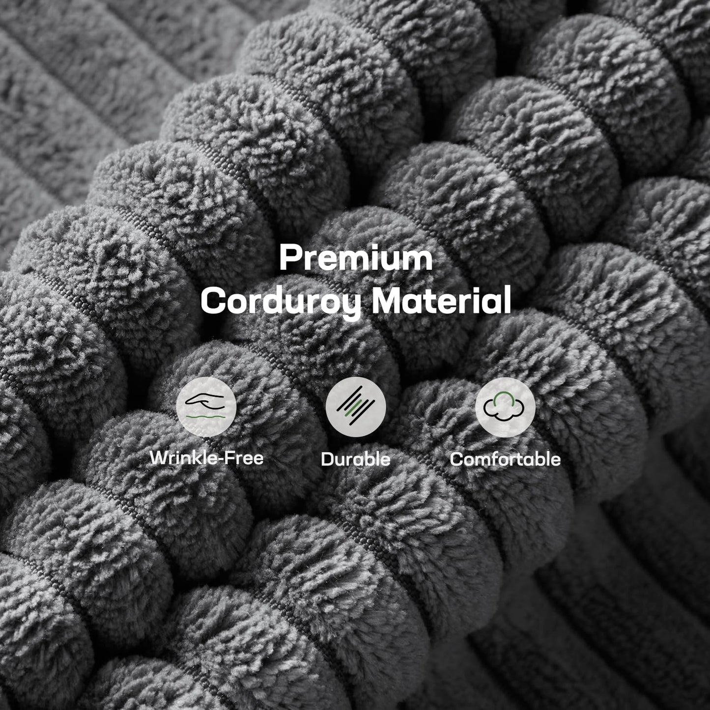 Marsail Futon Sofa Bed, Futon Couch with Adjustable Backrest & Armrests, Convertible Small Sleeper Sofa Bed for Small Apartments, Study Room, Office, Corduroy Loveseat, Dark Grey