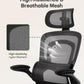 Marsail Ergonomic Office Chair with Adjustable Lumbar Support, High Back Desk Chair with 2D Headrest & Flip-Up Armrests Gaming Computer Task Chair Tilt Function Black