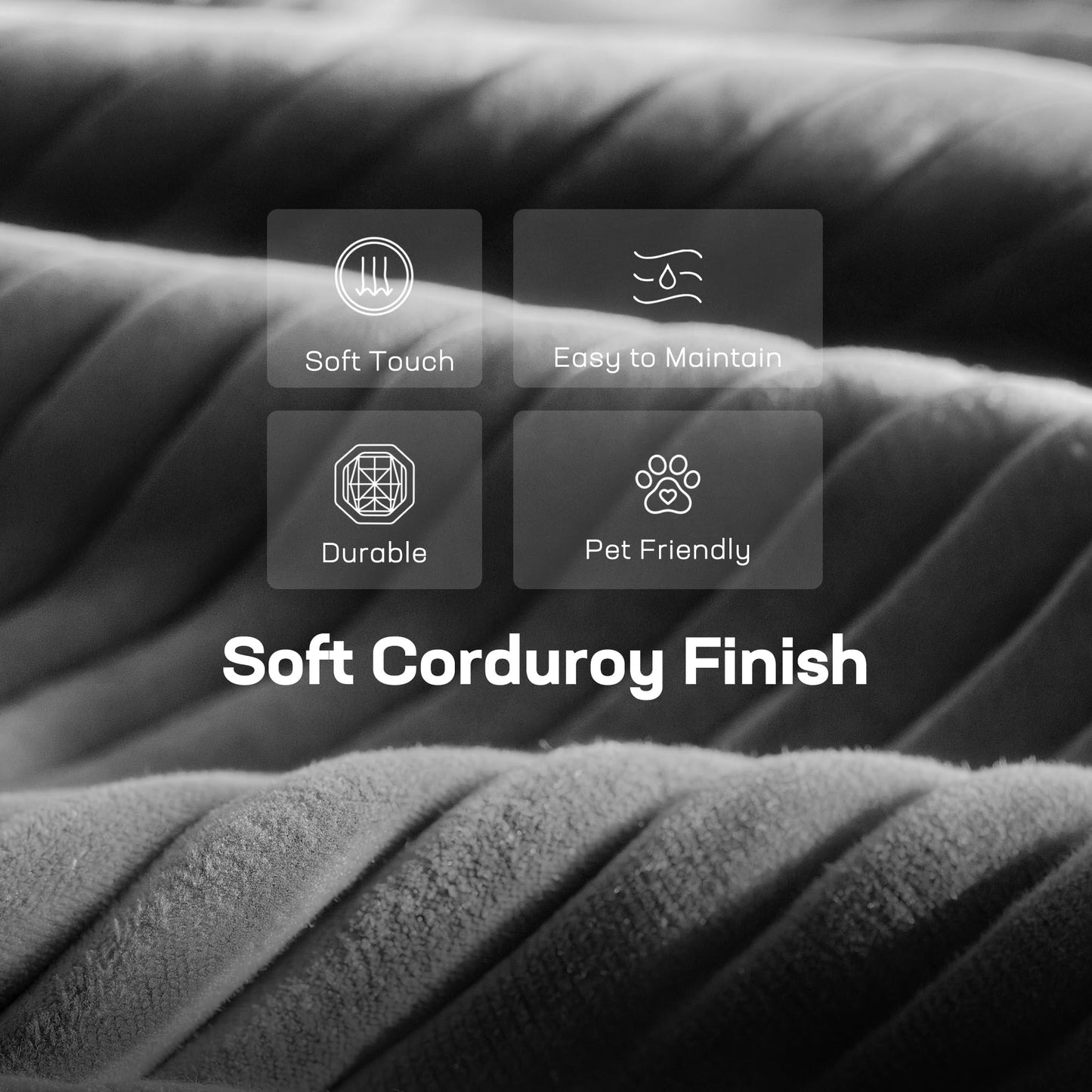 Marsail Modular Sectional Sofa, 111" L-Shaped Modular Sectional Couch with Deep Seat, Freely Combinable Sectional Clound Sofa for Living Room, No Assembly, Plush Corduroy Fabric, Grey