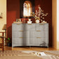 Marsail Fluted 7-Drawer Wide Wooden Dresser, Smooth Gliding Drawers & Large Capacity Storage Space, Modern Organizer Cabinet for Bedroom or Hallway, Light Grey