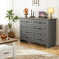 Marsail 8-Drawer Farmhouse Dresser, Solid Wood Storage Space, Sturdy Wide Chest with Smooth Glide Drawers & Anti-Slip Kit, for Bedroom or Hallway, Dark Grey