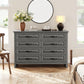 Marsail 8-Drawer Farmhouse Dresser, Solid Wood Storage Space, Sturdy Wide Chest with Smooth Glide Drawers & Anti-Slip Kit, for Bedroom or Hallway, Dark Grey