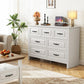 Marsail 7-Drawer Farmhouse Dresser, Solid Wood Storage Space, Sturdy Wide Chest with Smooth Glide Drawers & Anti-Slip Kit, for Bedroom or Hallway, White